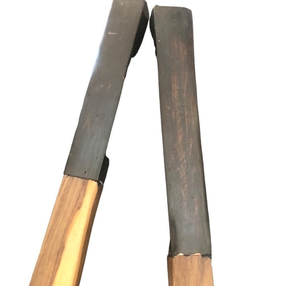 VTG Primitive Set 2 Tone Wood Salad Server Fork Scoop Spoon 13.5” Decorative - Picture 5 of 6